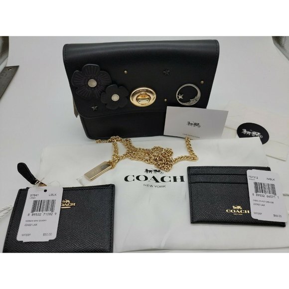 COACH Custom Made Small Turnlock Chain Crossbody STUDS APPLIQUE 3PC - Picture 2 of 12